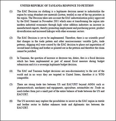 DOWNLOAD: Tanzania response to petition OOCR