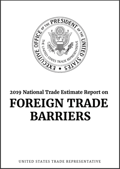 2019 US National trade estimate report on foreign trade barriers