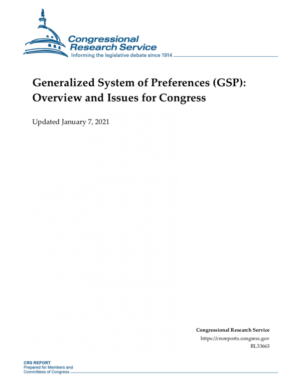 DOWNLOAD: Generalized System of Preferences (GSP): Overview and issues for Congress