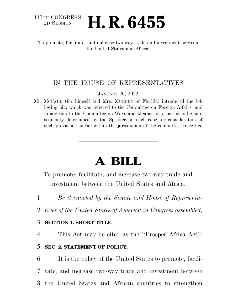 Bill H.R.6455 - Prosper Africa Act