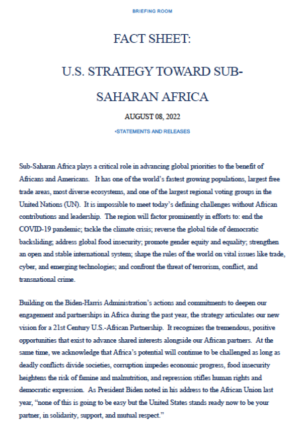 DOWNLOAD: Factsheet: US Strategy toward Sub-Saharan Africa (2022)