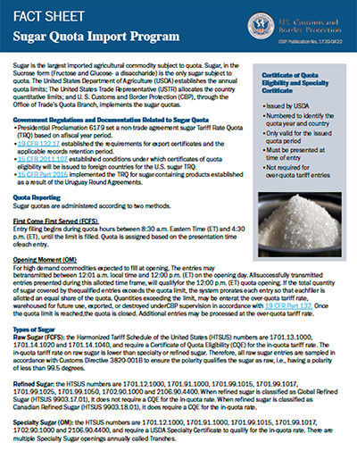 Factsheet: US sugar quota import program