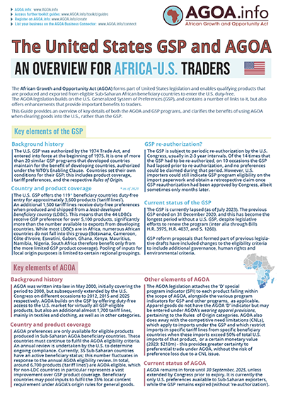 DOWNLOAD: AGOA - An overview of the US GSP and AGOA, similarities and differences