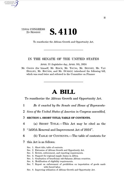 DOWNLOAD: S.4110 - AGOA Renewal and Improvement Act of 2024