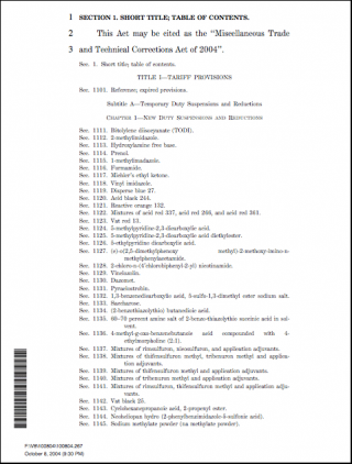 DOWNLOAD: HR-1047 Miscellaneous Trade and Technical Corrections Act of 2004