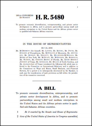 DOWNLOAD: Bill H.R. 5480: African Entrepreneurship Act of 2006