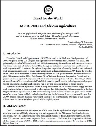DOWNLOAD: Bread for the World: AGOA 2003 and African agriculture