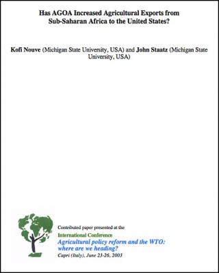 DOWNLOAD: Has AGOA increased agricultural exports from Sub-Saharan Africa to the United States? 2003