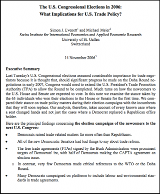 DOWNLOAD: The US Congressional Elections in 2006: What Implicatiuns for US Trade Policy?