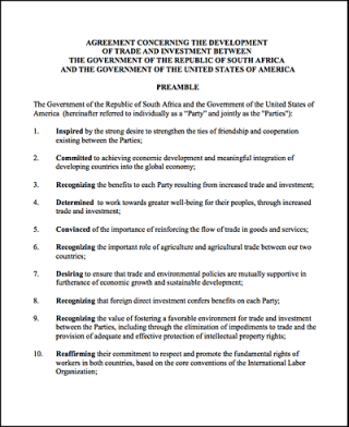 DOWNLOAD: South Africa - United States (TIFA) Agreement