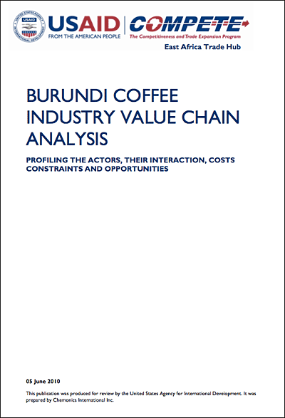Burundi coffee supply value chain analysis (USAID / COMPETE 2010)