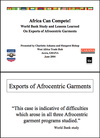 Tradehub Presentation - World Bank study and lessons learned from exports of afrocentric garments