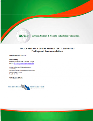 DOWNLOAD: Policy research on the Kenyan textile industry - Findings and recommendations (ACTIF-2013)