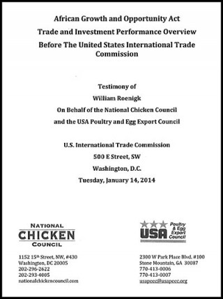 DOWNLOAD: Chicken Council and Poultry Exporters Association - AGOA 2014 hearings - testimony