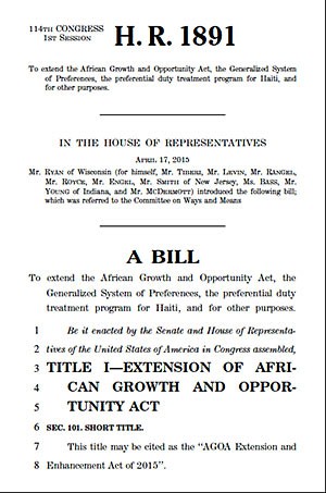 DOWNLOAD: Bill H.R. 1891 - AGOA Extension and Enhancement Act of 2015