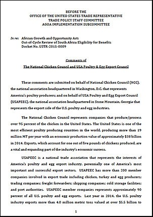 DOWNLOAD: Submission by US Chicken Council and  USA Poultry and Egg Exporters Council - United States