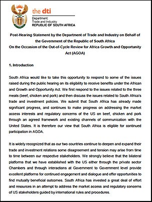 DOWNLOAD: Final post hearing AGOA submission - Government of South Africa