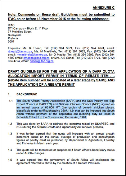 DRAFT guidelines for for the application of a DAFF quota allocation import permit