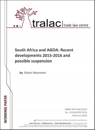DOWNLOAD: South Africa and AGOA: Recent developments 2015-2016 and possible suspension