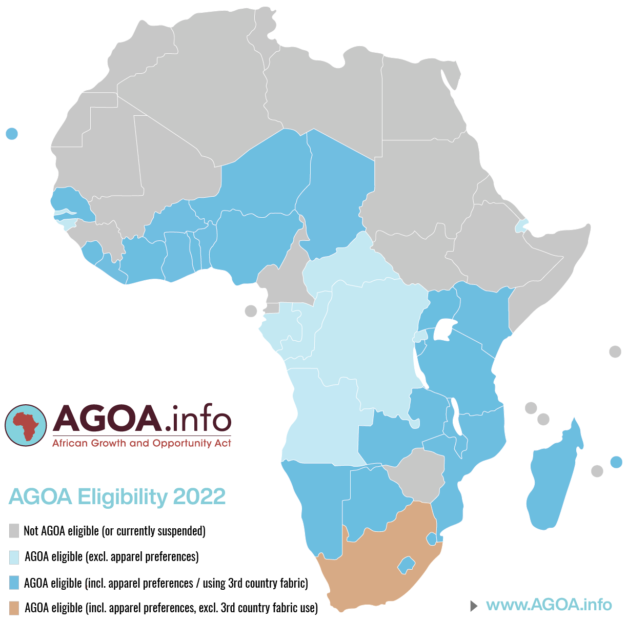 AGOA eligibility map 2022 AGOA.info